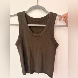 Brandy Melville Brown Ribbed Tank Top
